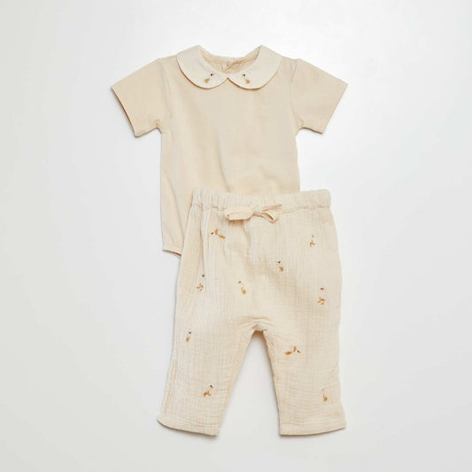 Ensemble body + pantalon - 2 pièces BLANC