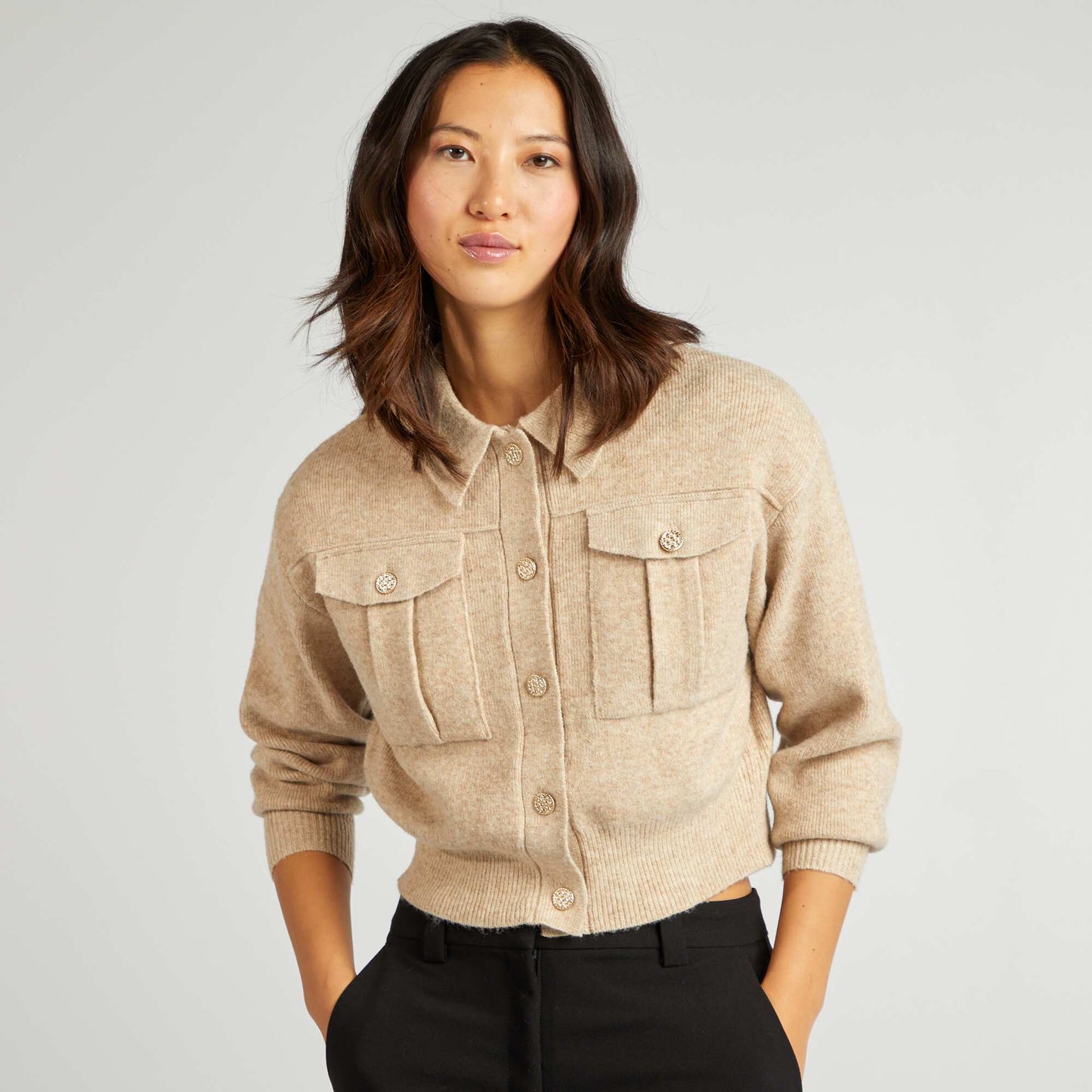 Gilet avec boutons fantaisies BEIGE