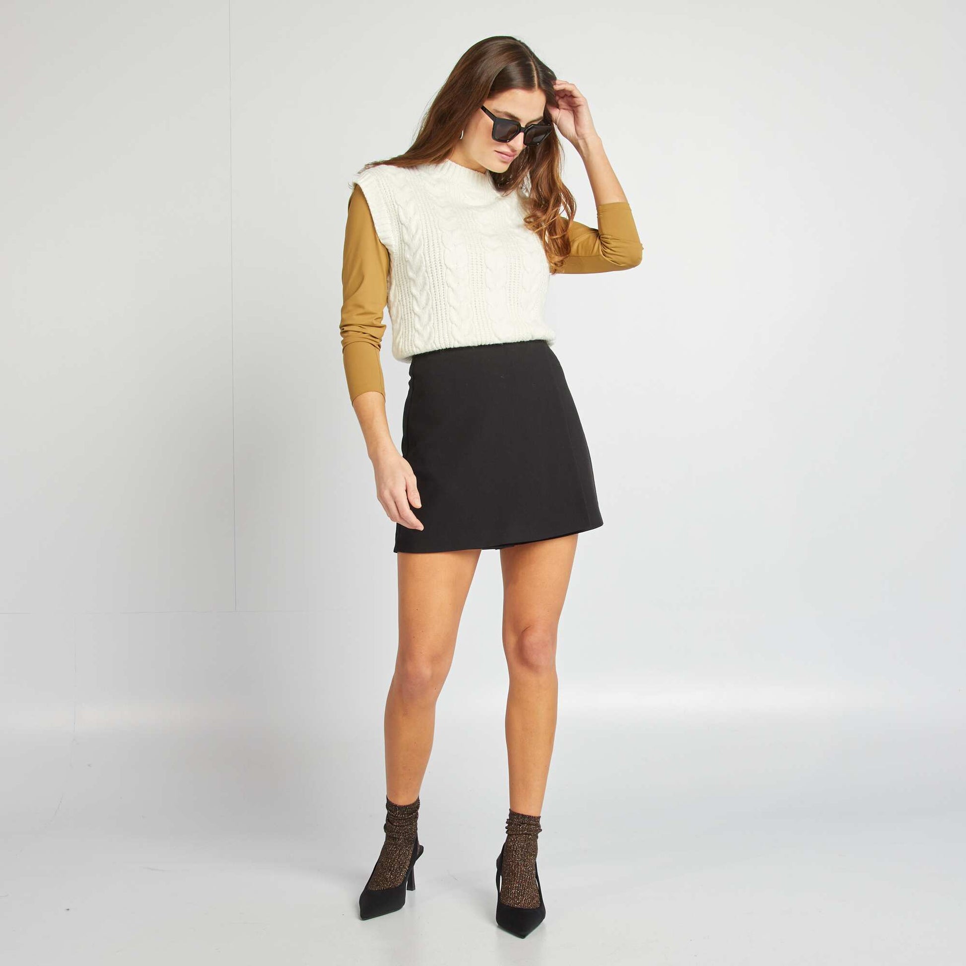 Pull sans manches torsadé Blanc