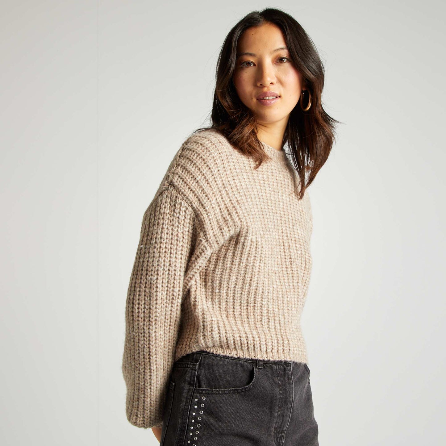 Pull en grosse maille Gris