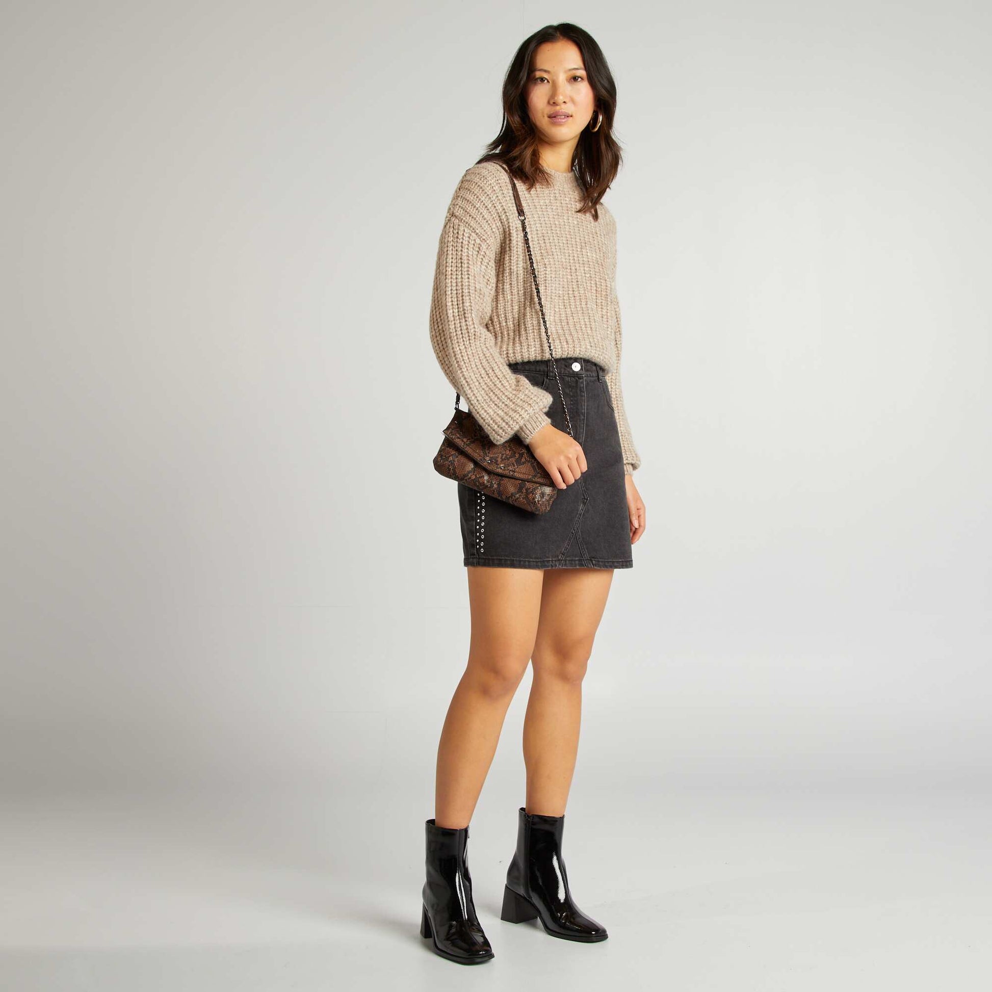Pull en grosse maille Gris