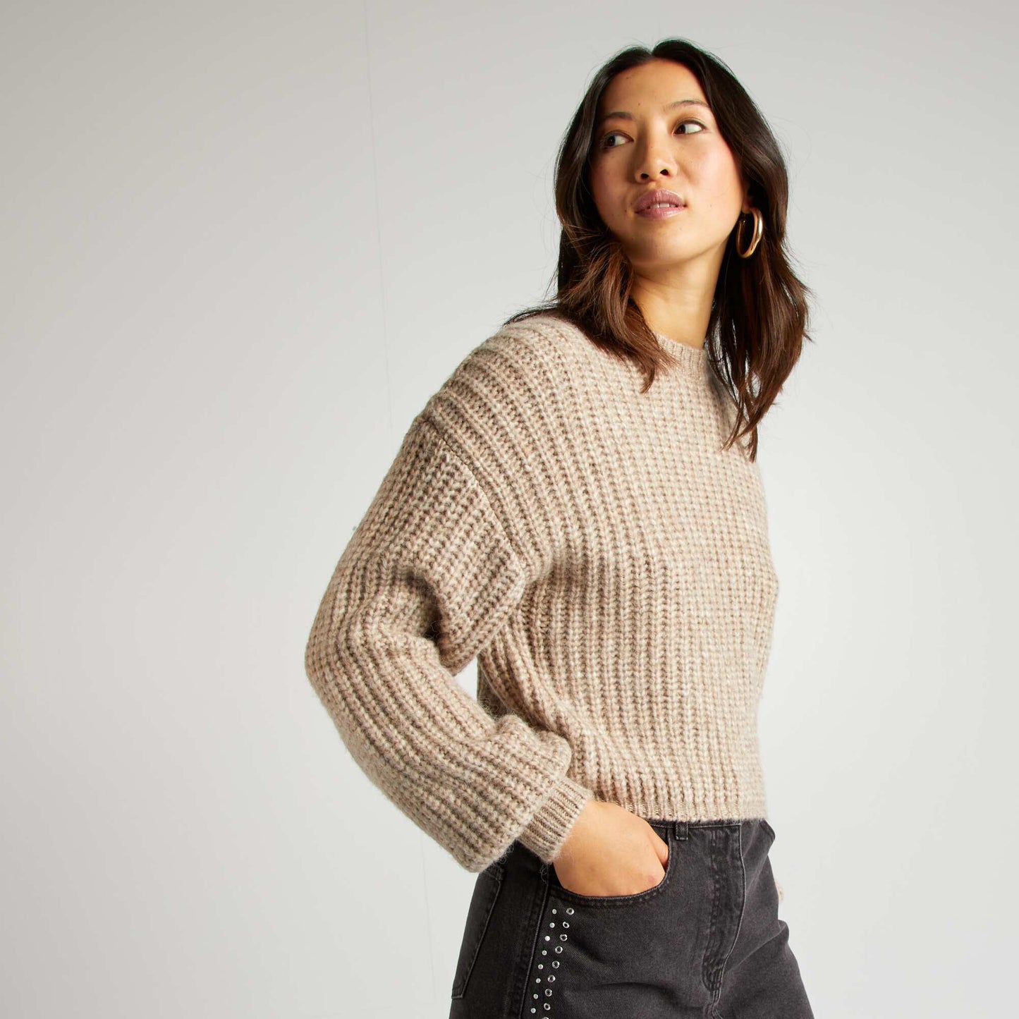 Pull en grosse maille Gris