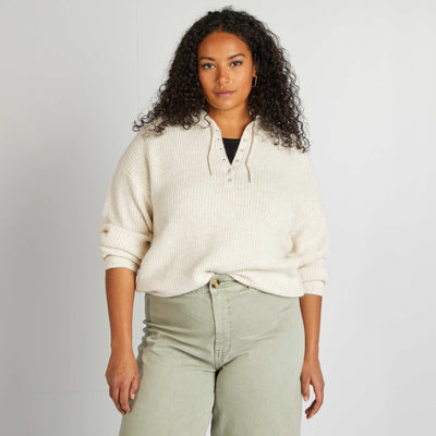 Pull à capuche en maille Beige