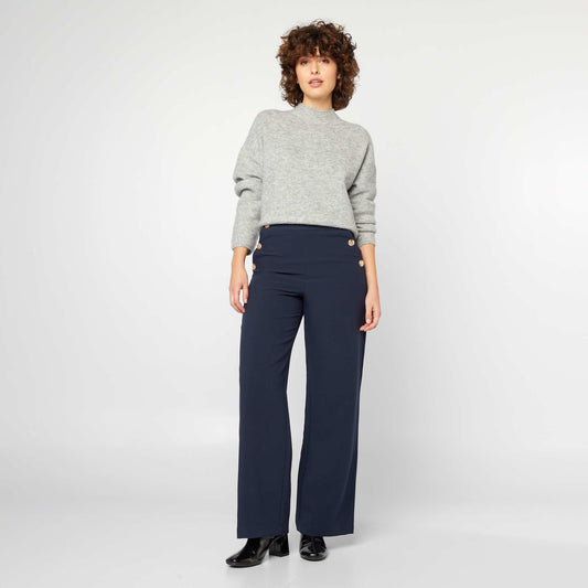 Pantalon large avec boutons dorés Bleu