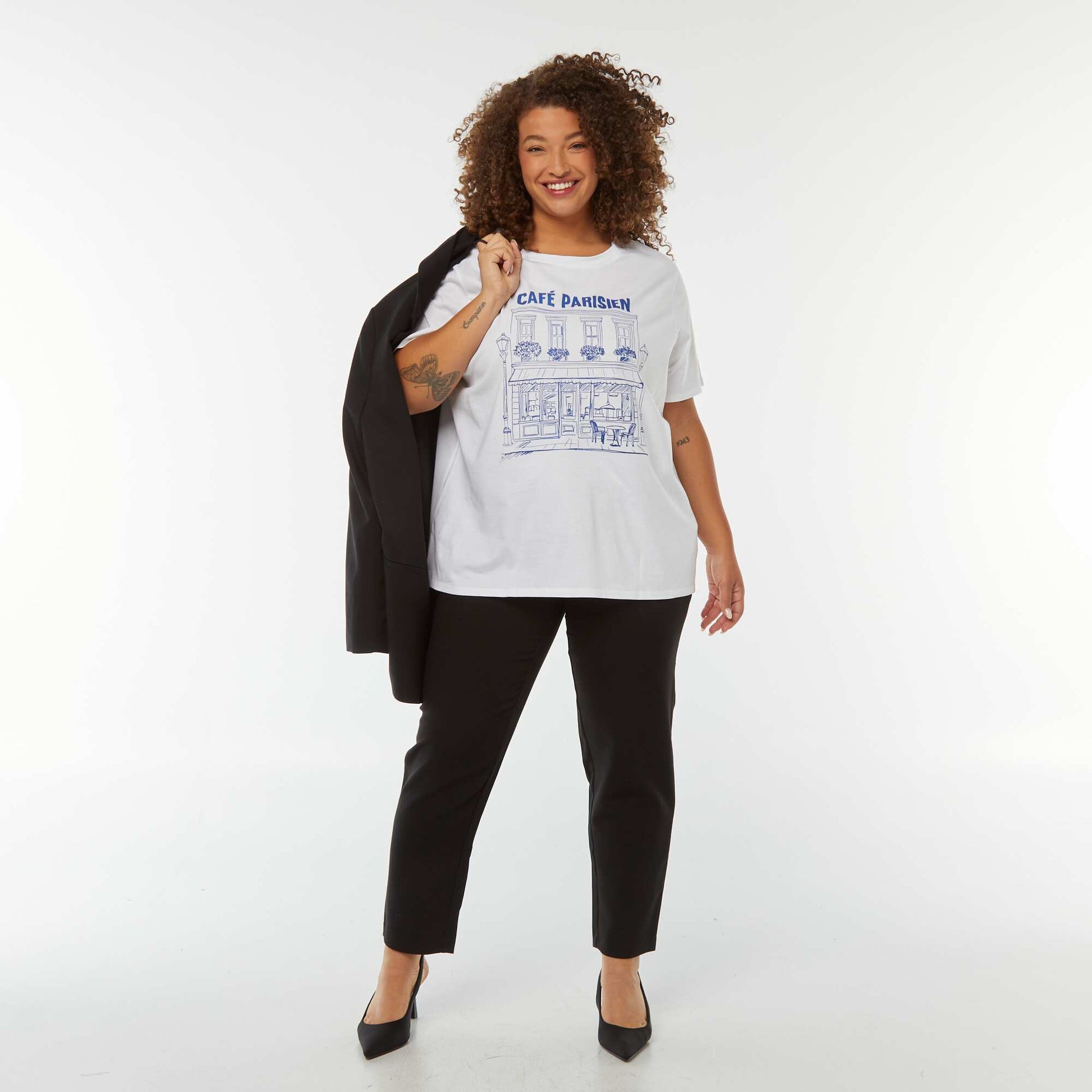 Pantalon tailleur à taille haute et coupe skinny NOIR