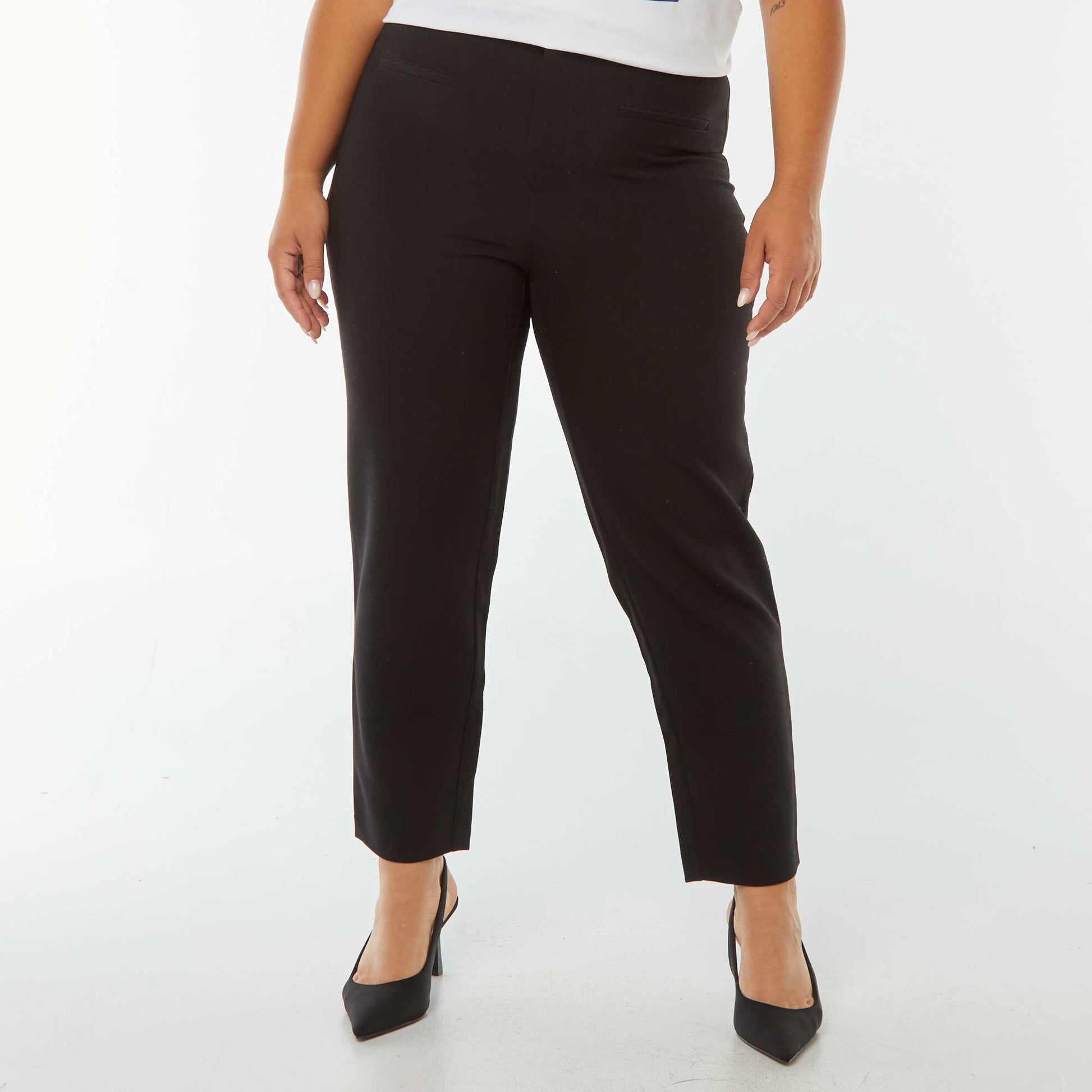 Pantalon tailleur à taille haute et coupe skinny NOIR