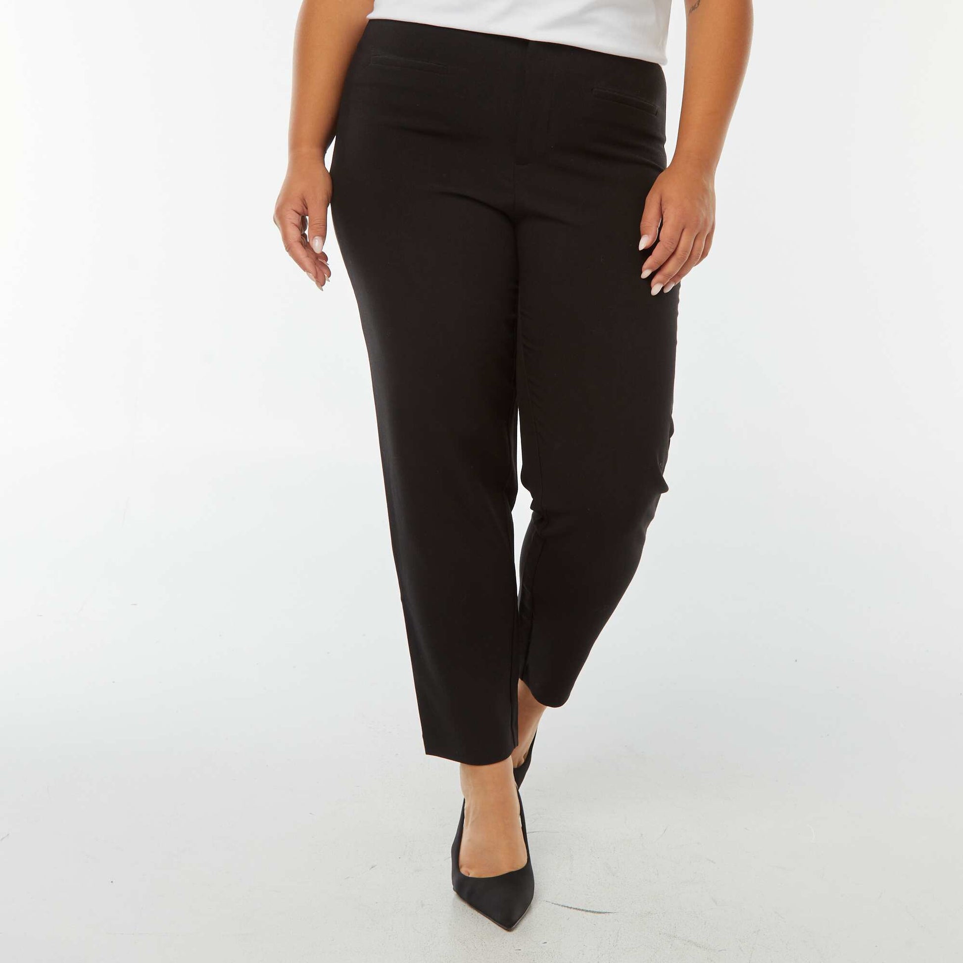 Pantalon tailleur à taille haute et coupe skinny NOIR