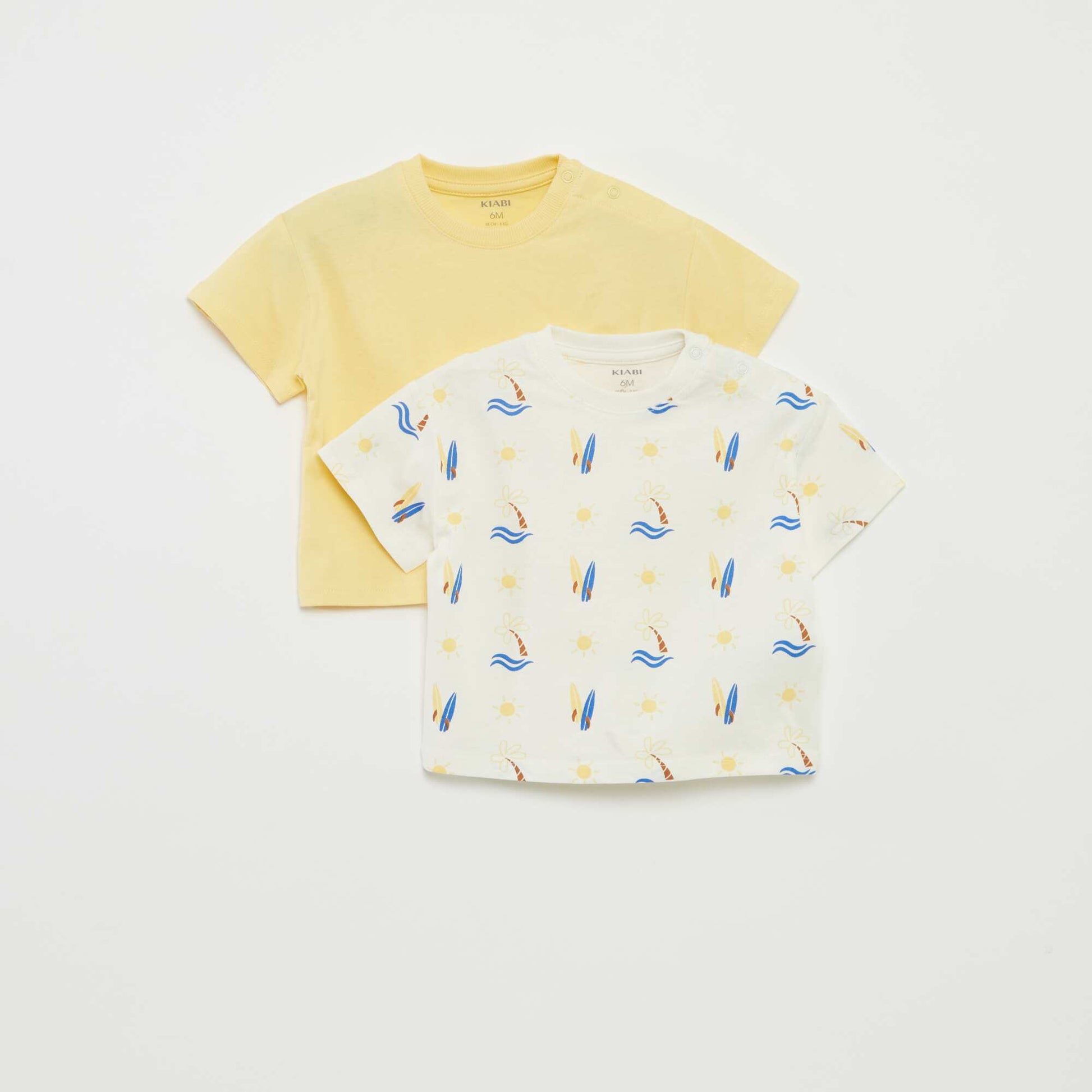 Lot de 2 t-shirts à manches courtes et col rond BLANC