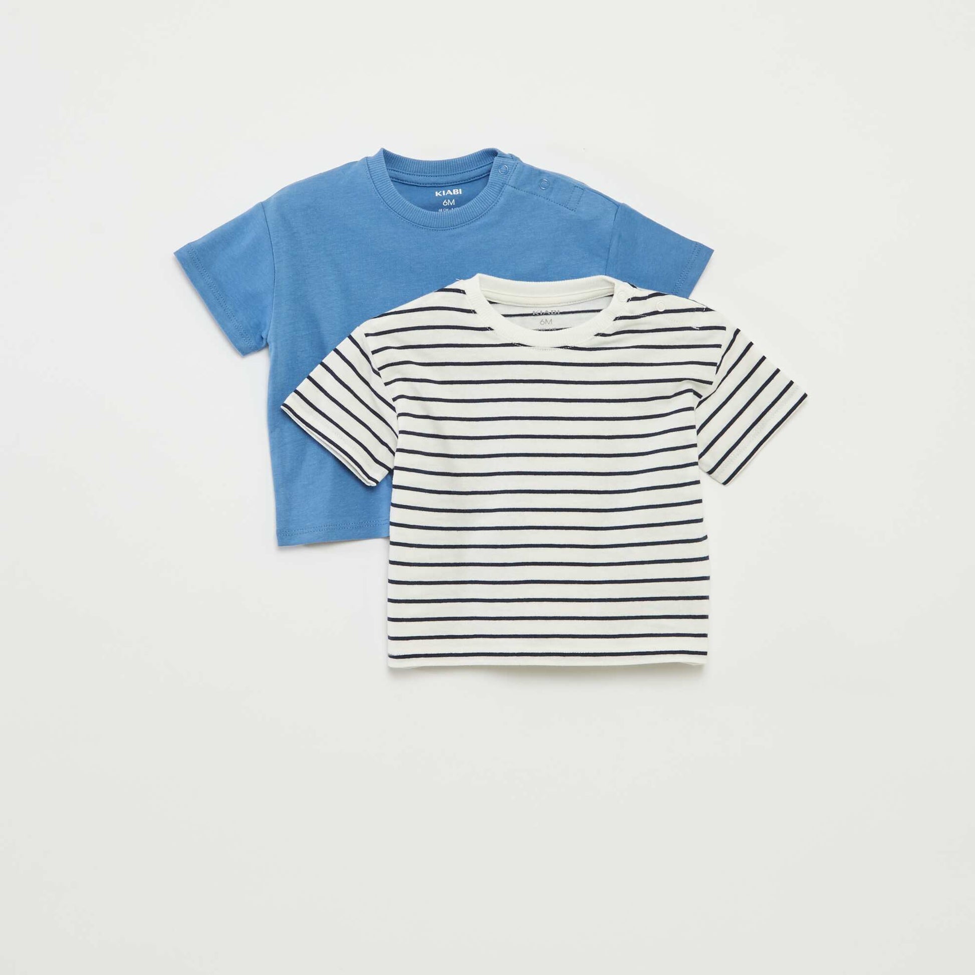 Lot de 2 t-shirts à manches courtes et col rond BLANC