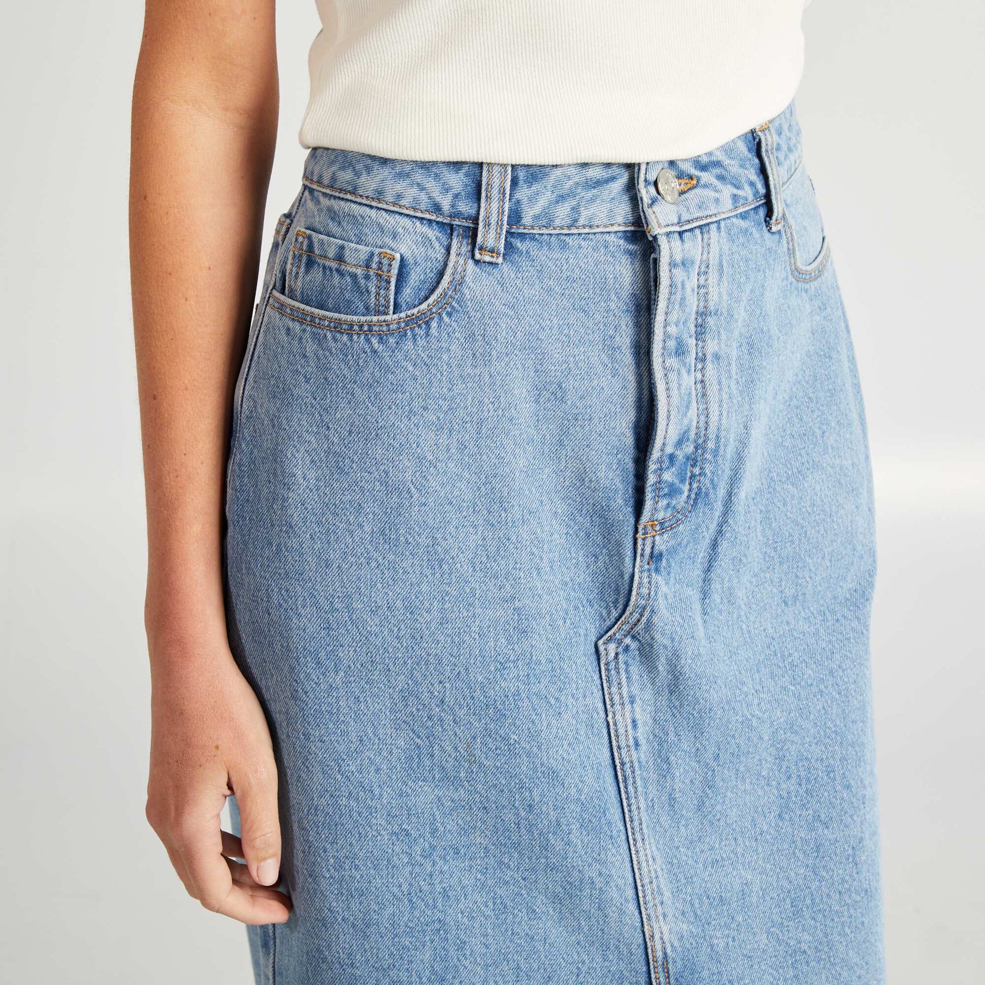 Jupe longue en jean BLEU