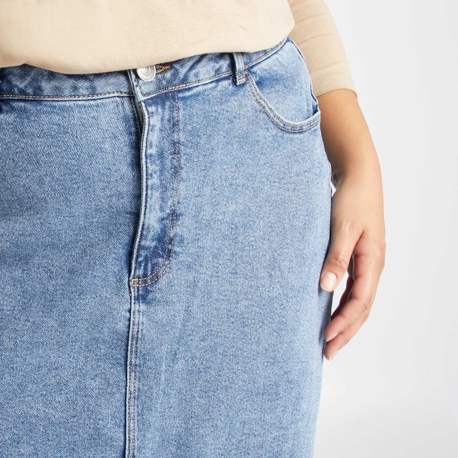 Jupe en jean midi BLEU