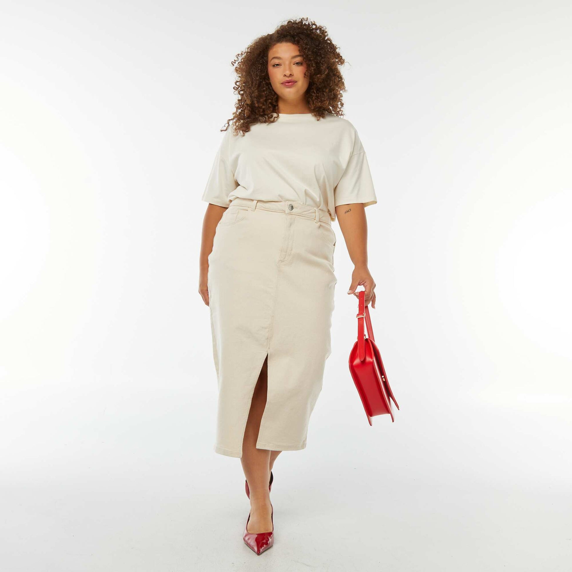 Jupe en jean midi UNDYED
