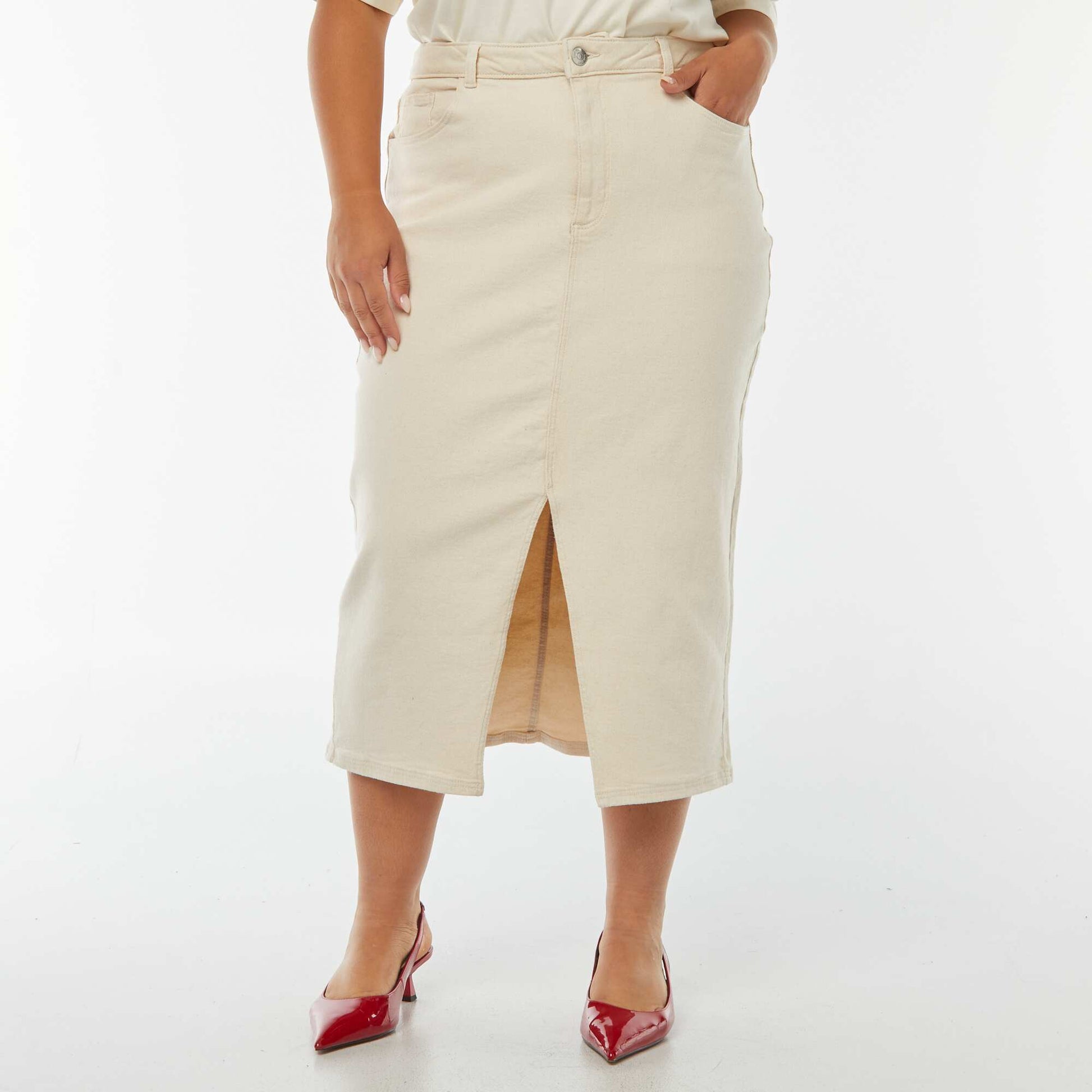 Jupe en jean midi UNDYED