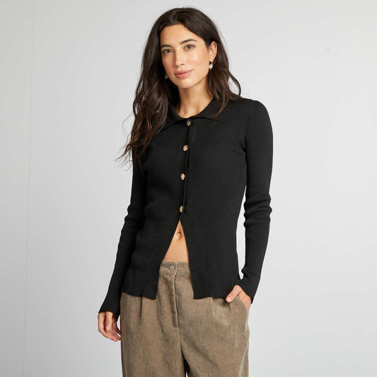 Gilet polo style rétro noir