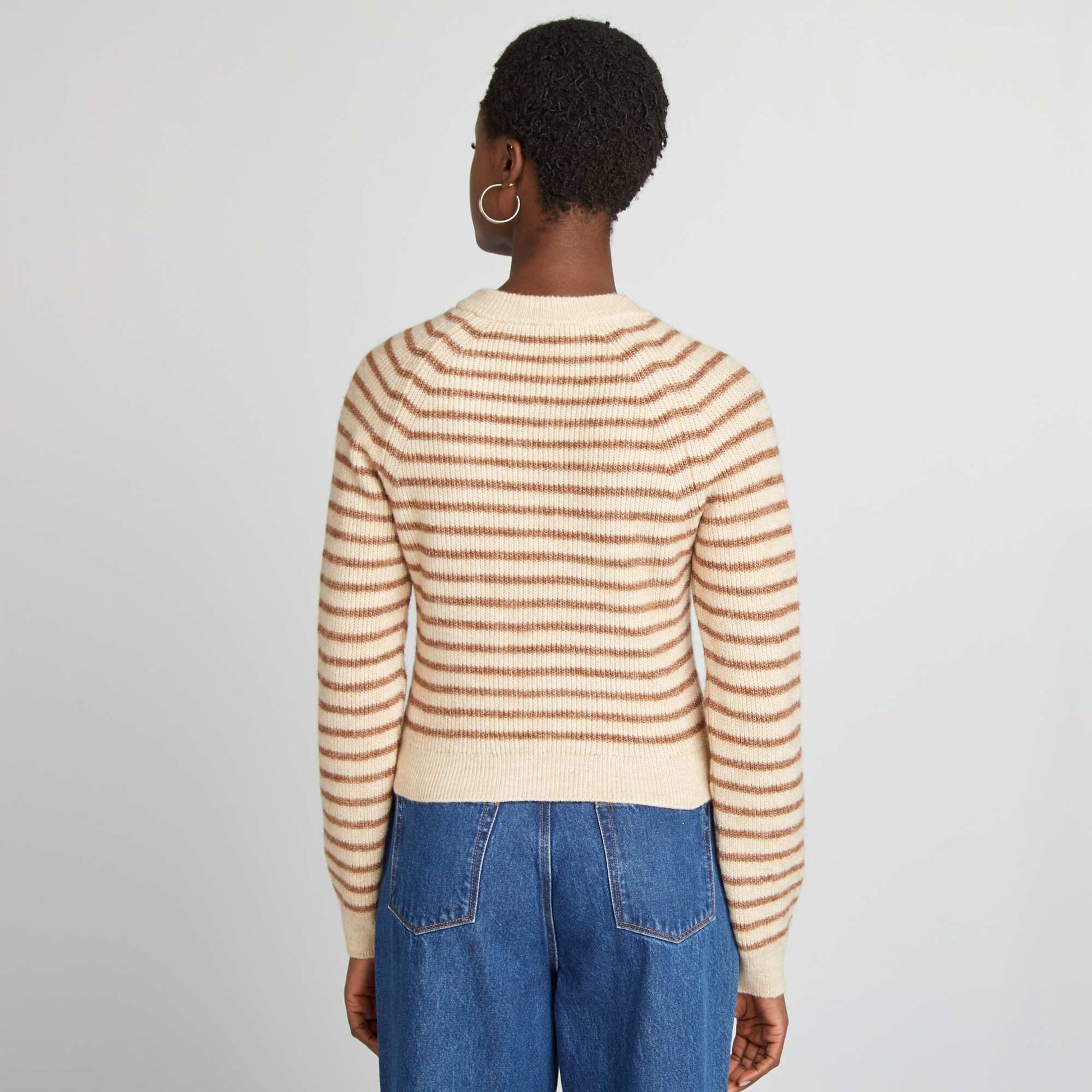 Pull rayures Beige