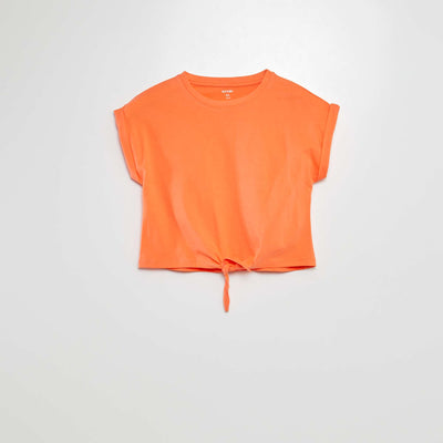 T-shirt manches courtes à nouer à la base ORANGE