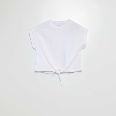 T-shirt manches courtes à nouer à la base BLANC