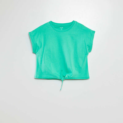T-shirt manches courtes à nouer à la base VERT