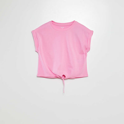 T-shirt manches courtes à nouer à la base ROSE