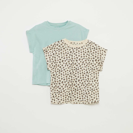 Lot de 2 t-shirts en coton BEIGE