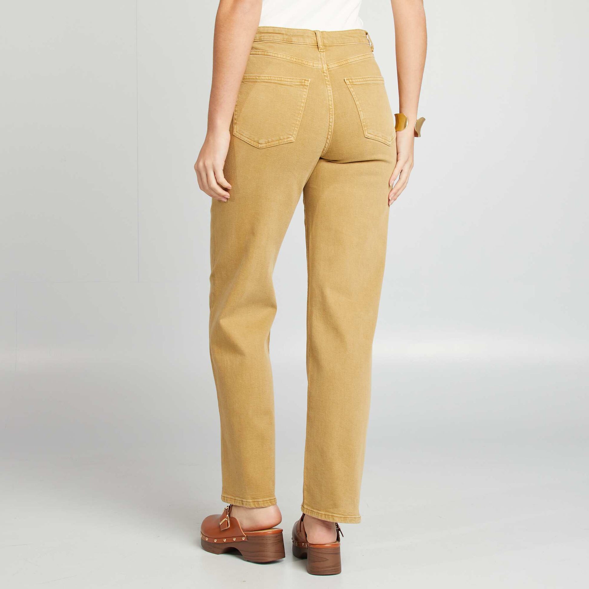 Pantalon straight en coton stretch CAMEL