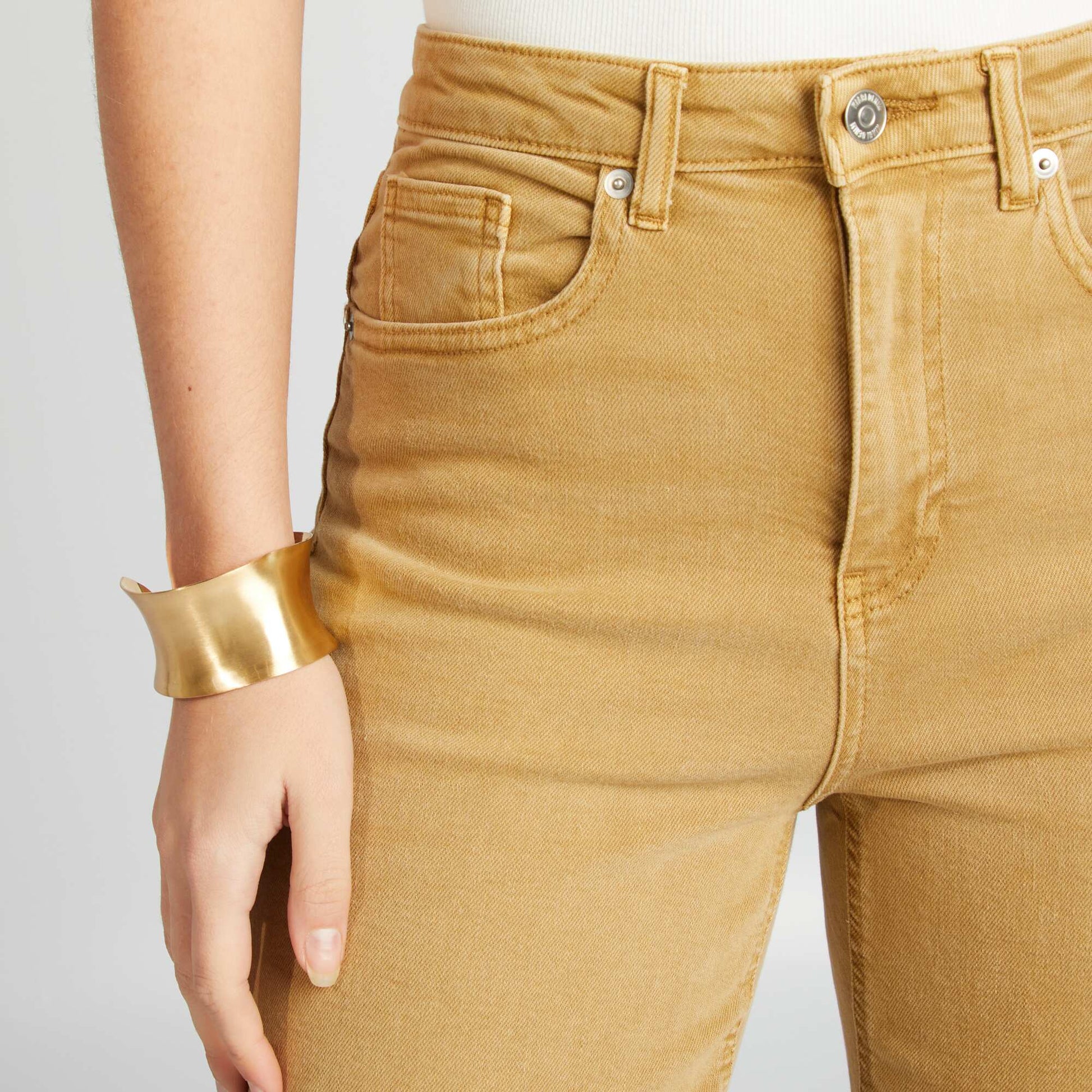 Pantalon straight en coton stretch CAMEL