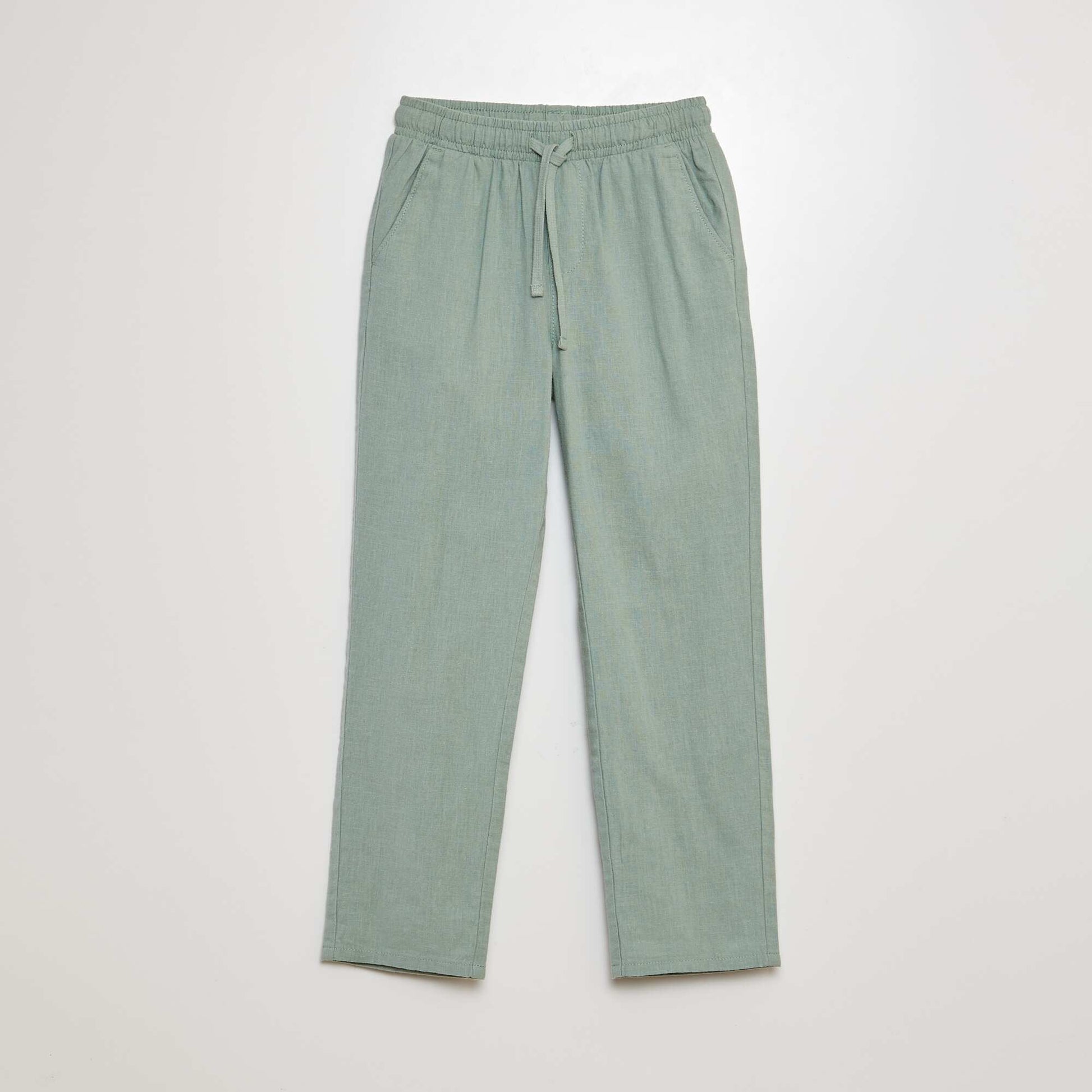 Pantalon regular en lin VERT