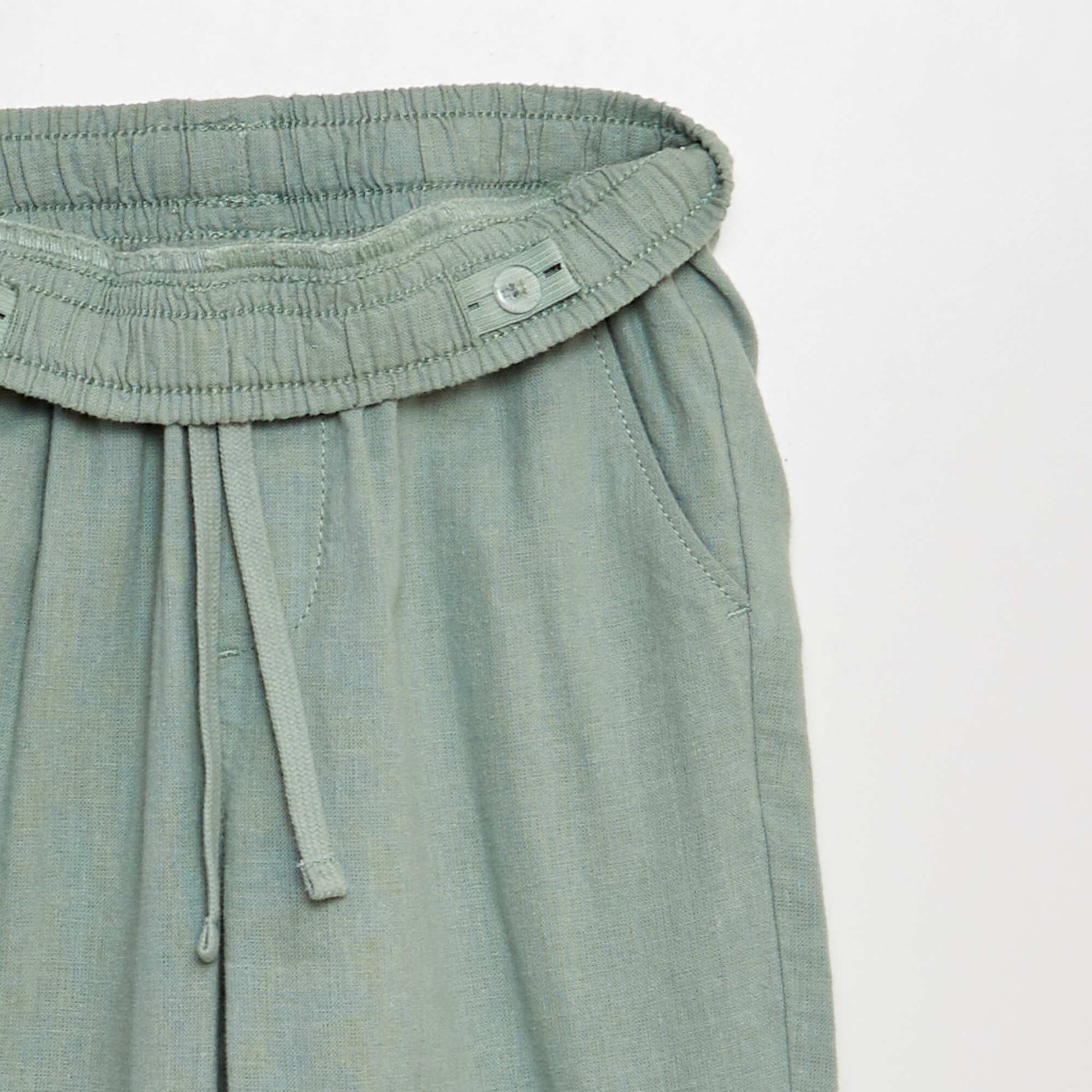 Pantalon regular en lin VERT