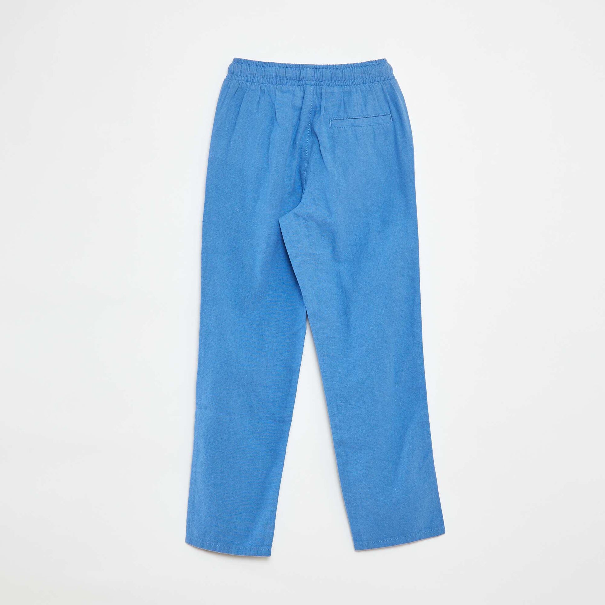 Pantalon regular en lin BLEU
