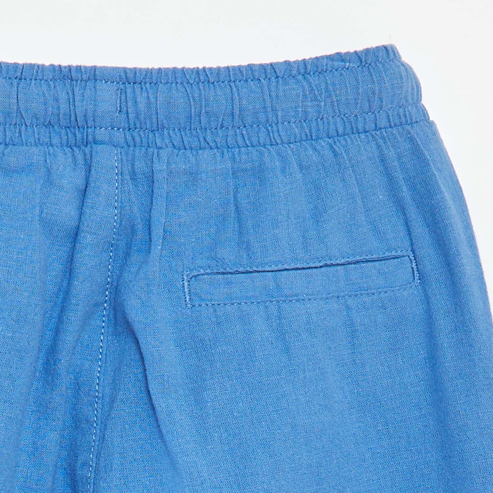Pantalon regular en lin BLEU