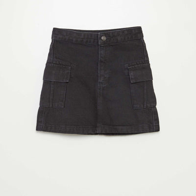 Jupe denim avec poches à rabat NOIR