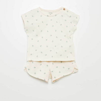 Ensemble imprimé t-shirt + short - 2 pièces BLANC