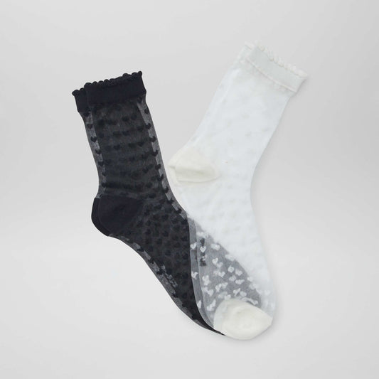Lot de 2 paires de chaussettes en voile NOIR/BLANC