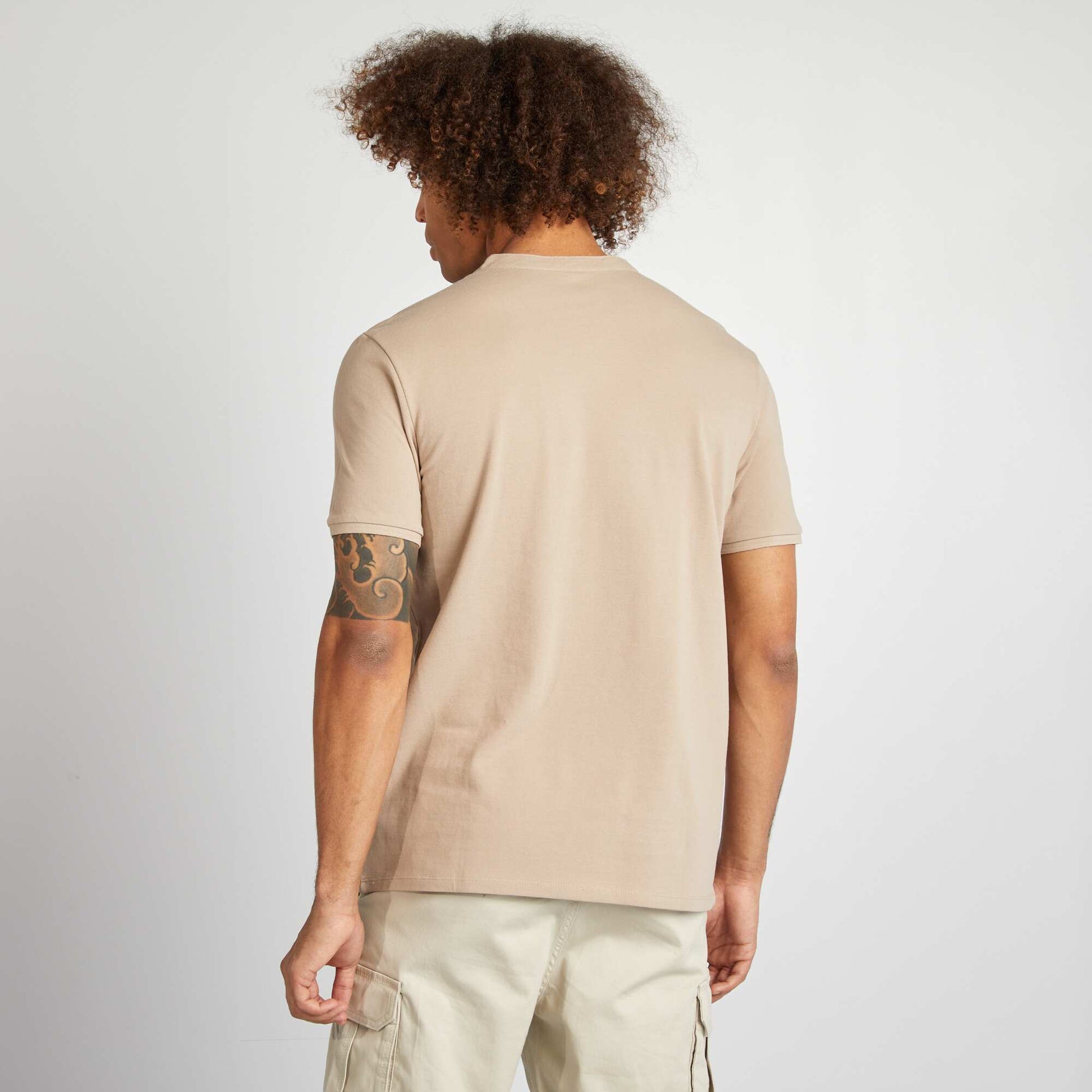 Polo piqué col mao BEIGE