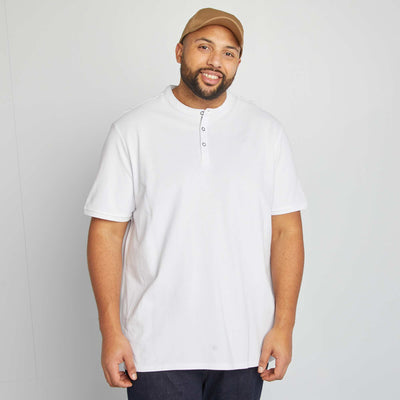 Polo en piqué de coton à col tunisien BLANC