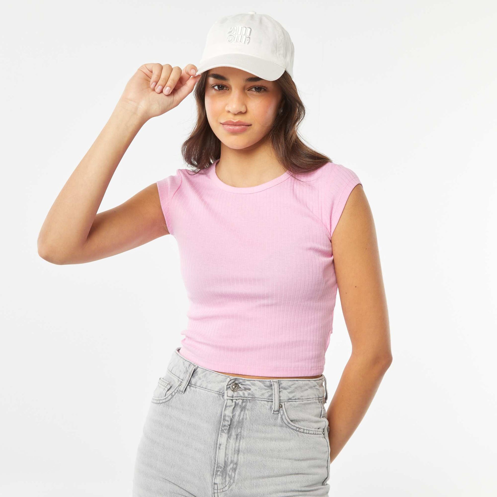 T-shirt sans manches avec ouverture dans le bas du dos ROSE