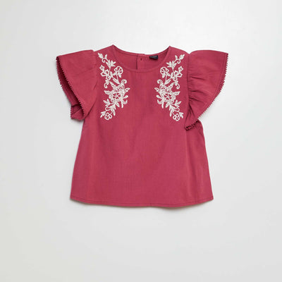 Blouse à manches courtes avec broderies VIOLET