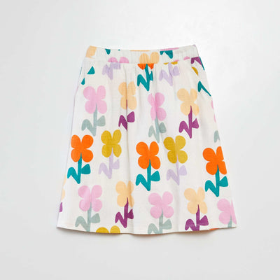 Jupe à motif en maille crêpée - Grafik Edition BLANC/ROSE