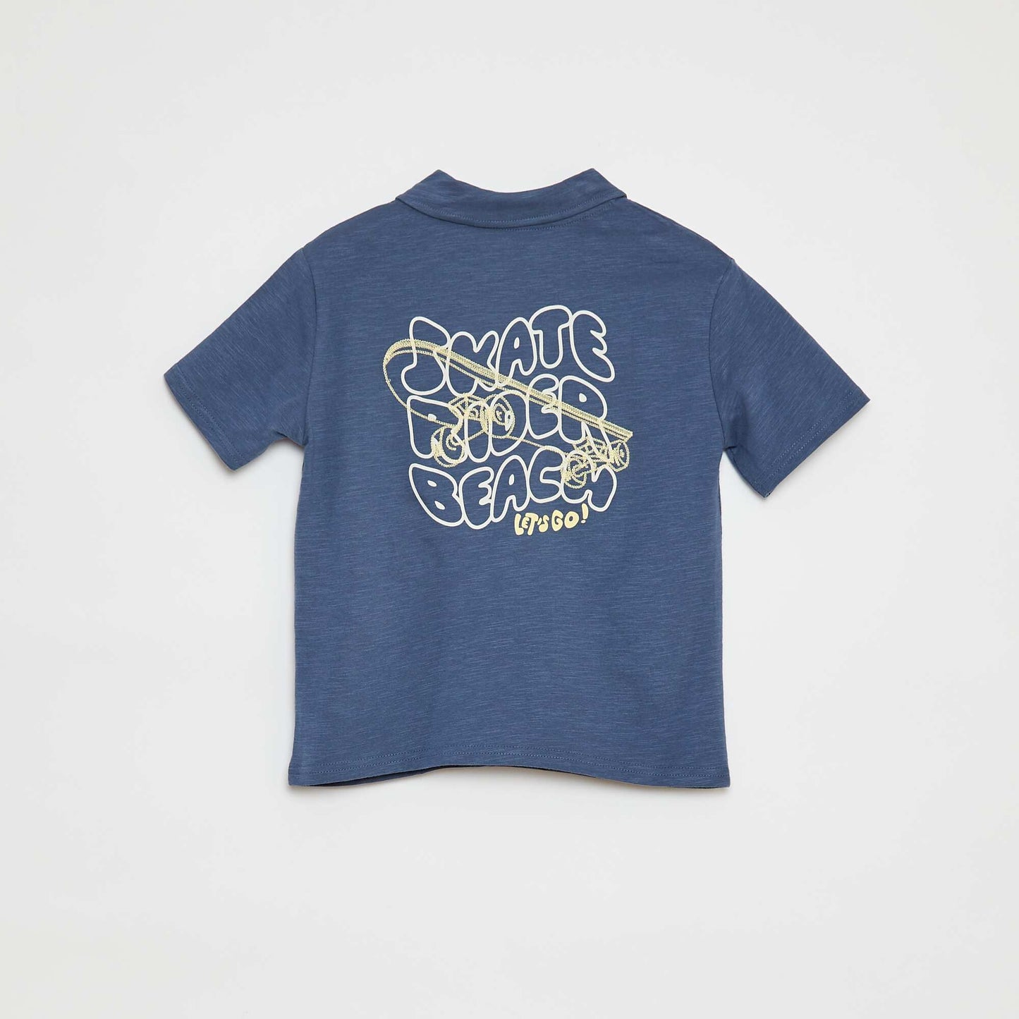 Polo uni avec imprimé BLEU