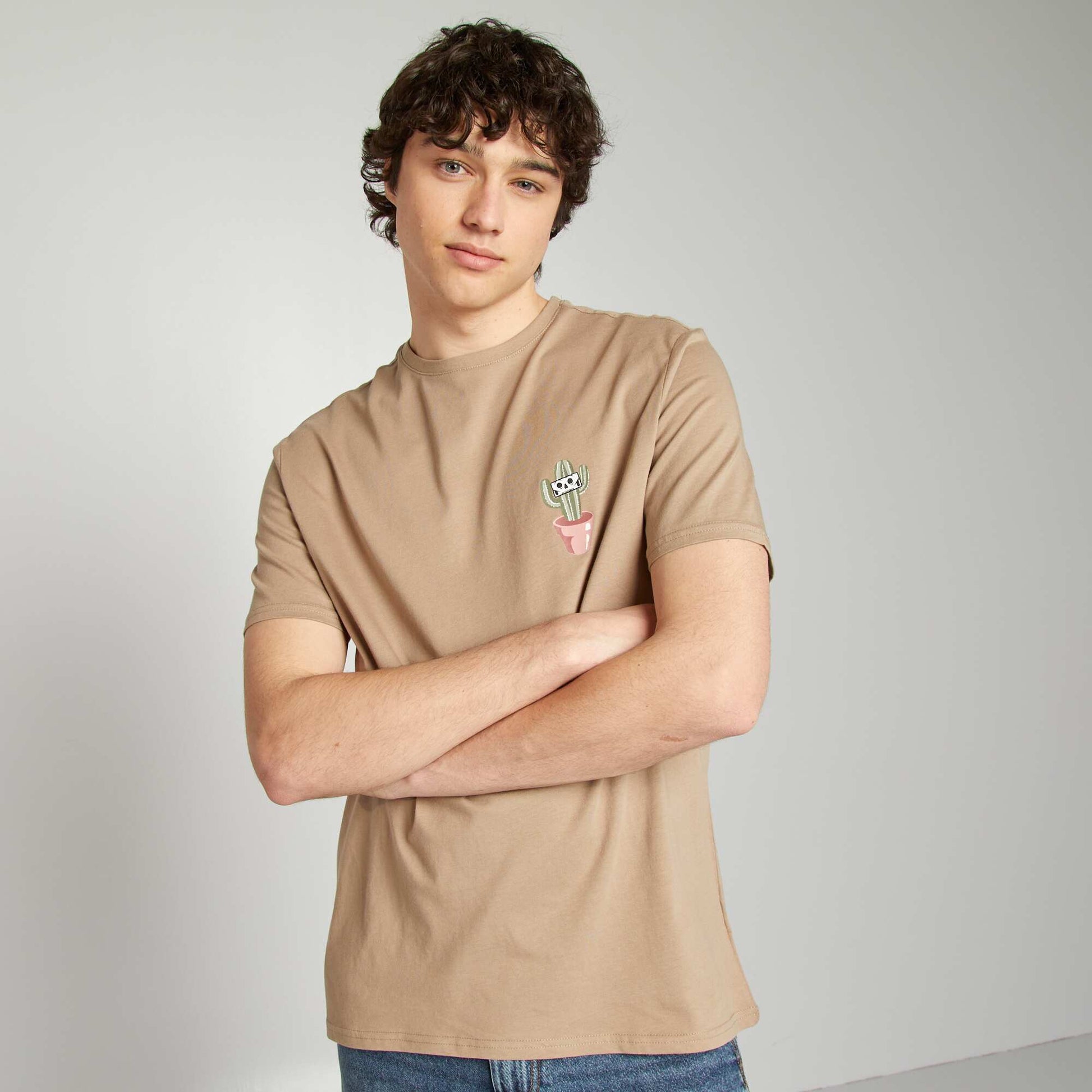 Tee-shirt en jersey imprimé BEIGE