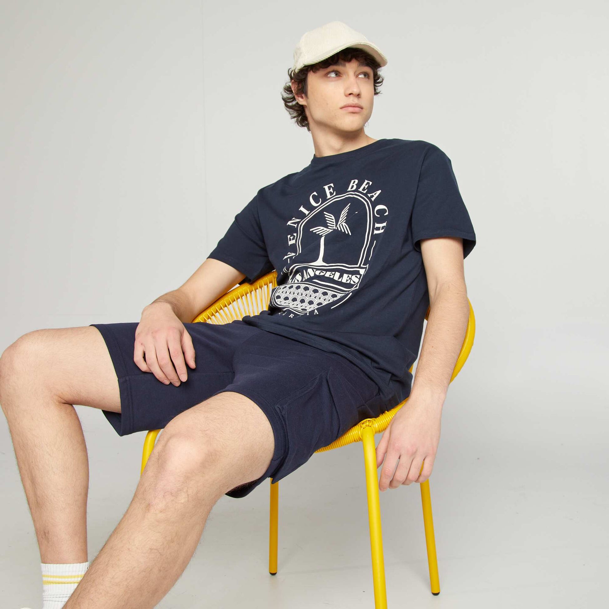 Tee-shirt en jersey imprimé BLEU