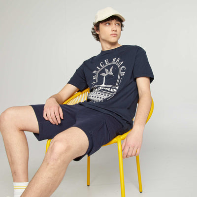 Tee-shirt en jersey imprimé BLEU
