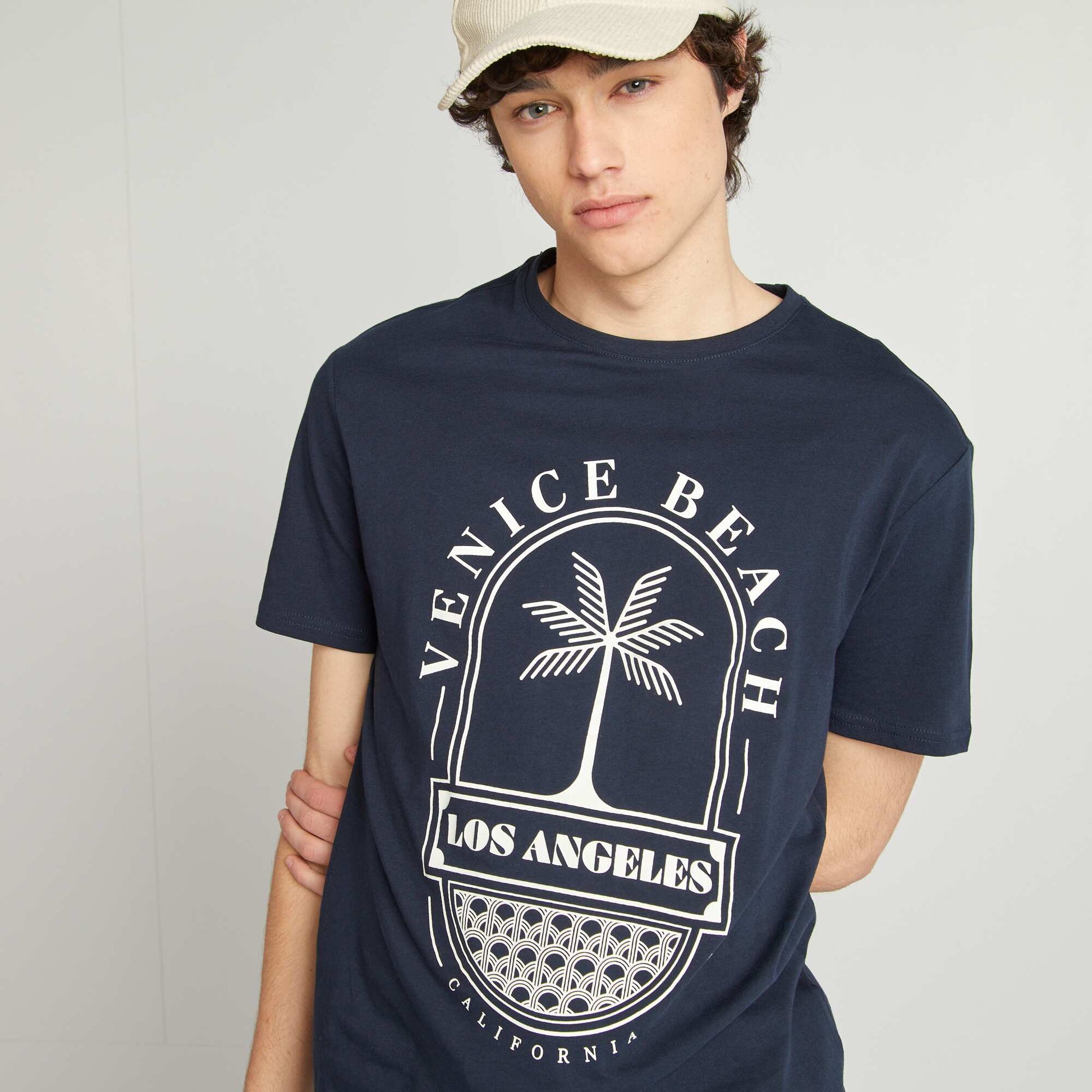 Tee-shirt en jersey imprimé BLEU
