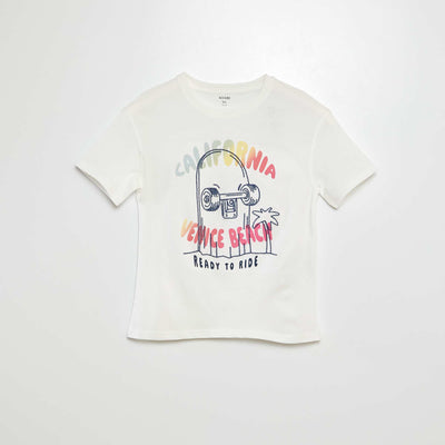T-shirt manches courtes imprimé BLANC