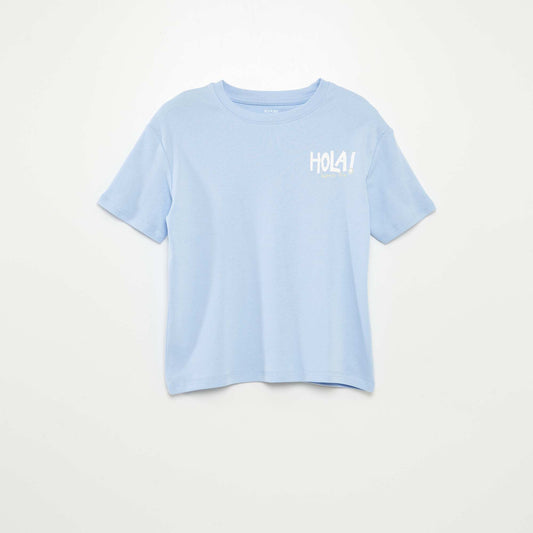 T-shirt imprimé recto/verso manches courtes BLEU