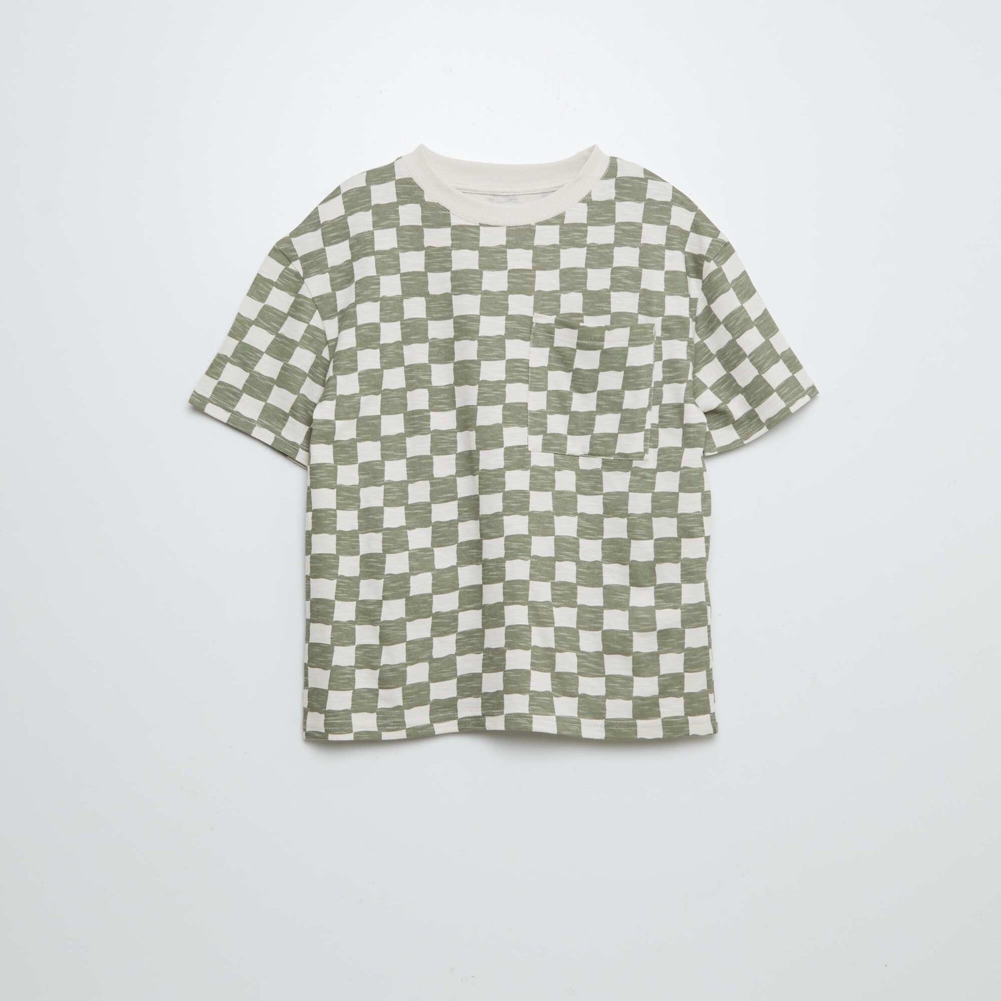 T-shirt à manches courtes avec poche poitrine et imprimés KAKI
