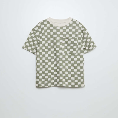 T-shirt à manches courtes avec poche poitrine et imprimés KAKI