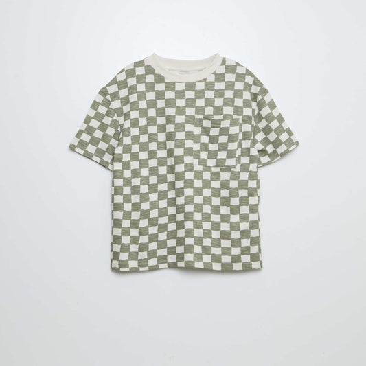 T-shirt à manches courtes avec poche poitrine et imprimés KAKI