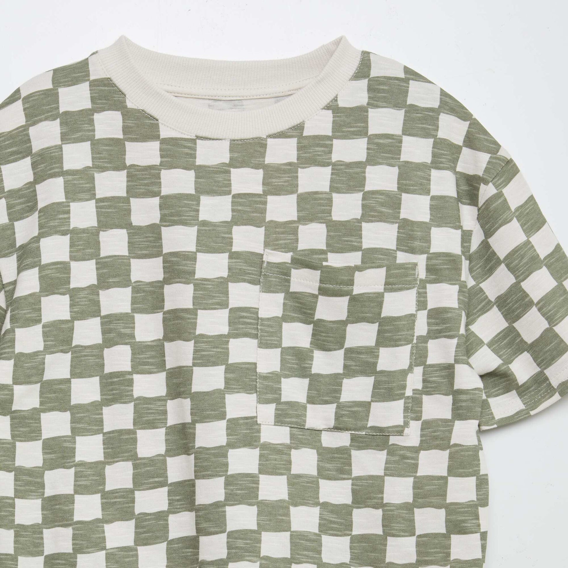 T-shirt à manches courtes avec poche poitrine et imprimés KAKI