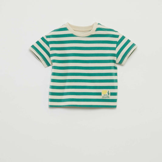 T-shirt en jersey rayé manches courtes BLANC